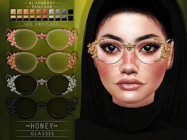 Alpha Blahberry Pancake Honey Glasses by blahberry-pancake - The Sims 4 Custom Content