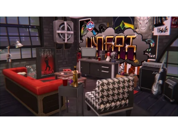 Alpha Punk Living Room by simsfinds - The Sims 4 Custom Content