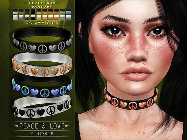 Alpha Blahberry Pancake Peace Love Choker by blahberry-pancake - The Sims 4 Custom Content