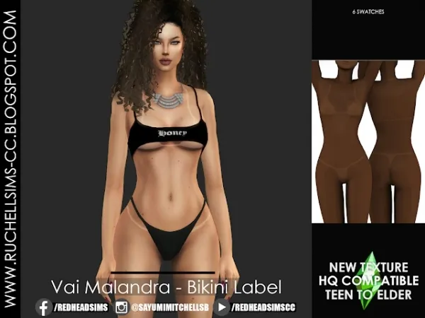 Alpha Vai Malandra Bikini Label by ruchellsims - The Sims 4 Custom Content