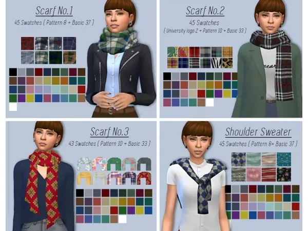Maxis Match Scarf Collection by simsfinds - The Sims 4 Custom Content