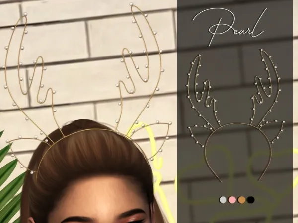Alpha Reindeer Pearl Headband by luminescent - The Sims 4 Custom Content