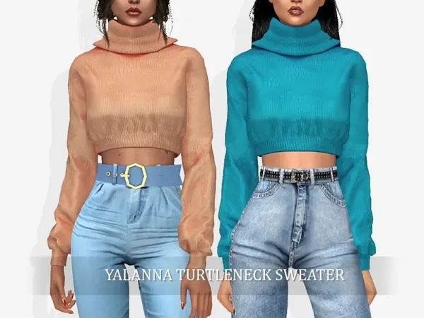 Alpha Yalanna Turtleneck Sweater by grafity-cc - The Sims 4 Custom Content