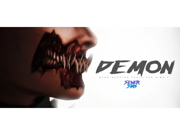 Alpha Demon teeth Meat Makeup by simsfinds - The Sims 4 Custom Content
