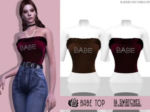 Alpha Babe fur top by bluerose-sims - The Sims 4 Custom Content