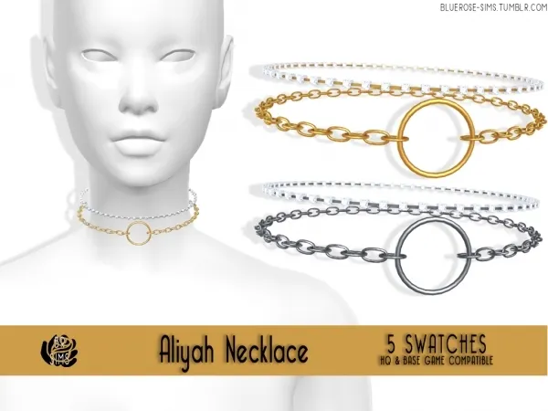 Alpha Aliyah Necklace by bluerose-sims - The Sims 4 Custom Content