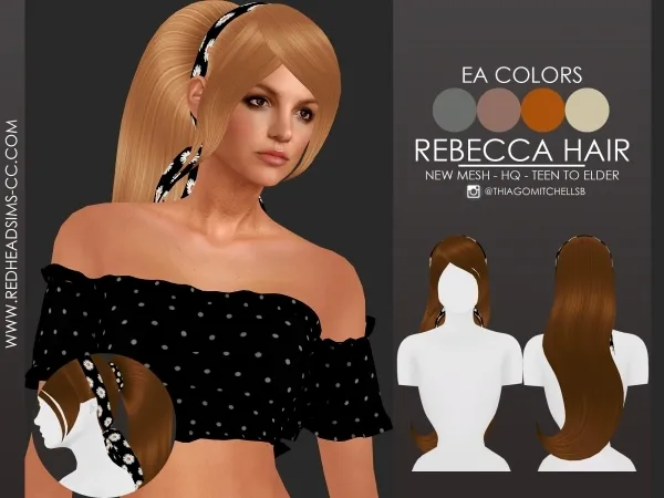 Alpha REBECCA HAIR by redheadsims - The Sims 4 Custom Content