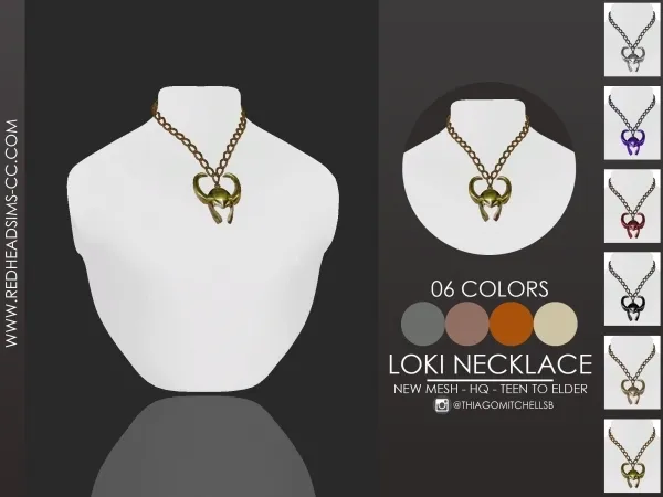 Alpha LOKI NECKLACE by redheadsims - The Sims 4 Custom Content