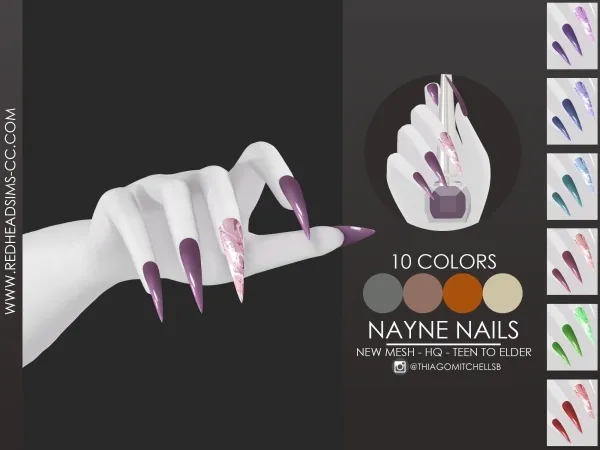 Alpha NAYNE NAILS by redheadsims - The Sims 4 Custom Content