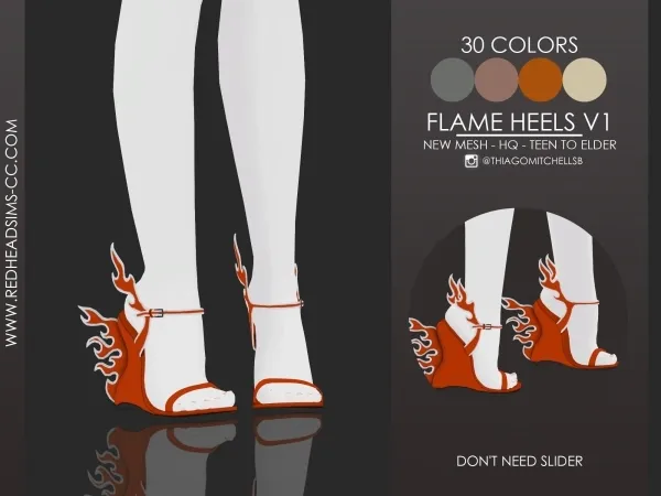 Alpha FLAME HEELS V1 by redheadsims - The Sims 4 custom content