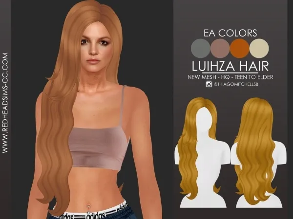 Maxis Match LUIHZA HAIR by redheadsims - The Sims 4 Custom Content