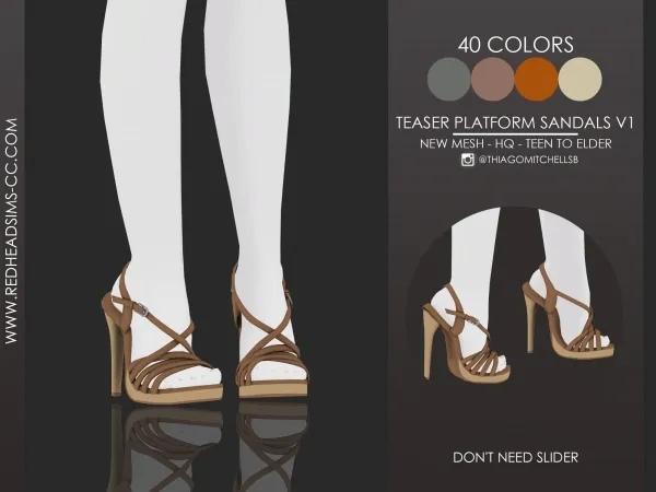 Alpha TEASER PLATFORM SANDALS V1 by redheadsims - The Sims 4 Custom Content