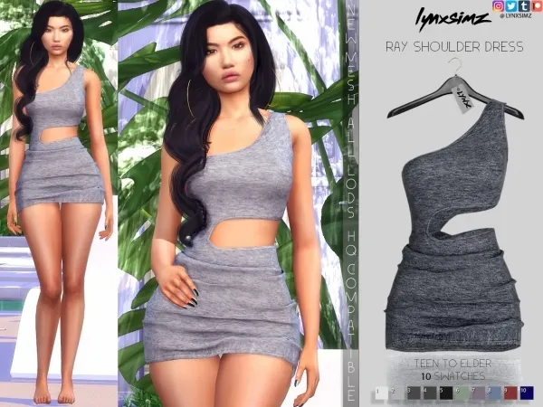 Alpha lynxsimz ray shoulder dress by lynxsimz - The Sims 4 Custom Content