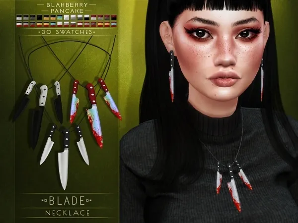 Alpha Blahberry Pancake Blade Necklace by blahberry-pancake - The Sims 4 Custom Content