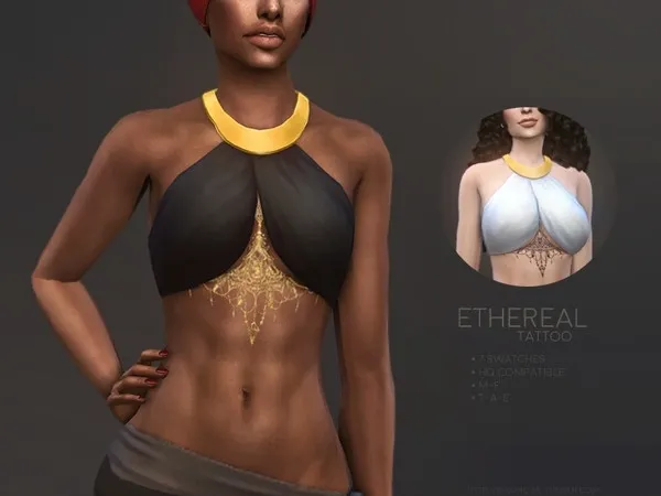 Mix Ethereal under breast tattoo by thesimsresource - The Sims 4 Custom Content