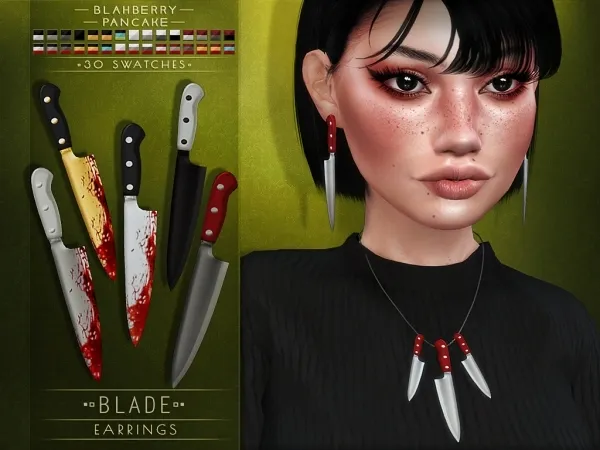 Maxis Match Blahberry Pancake Blade Earrings by blahberry-pancake - The Sims 4 Custom Content