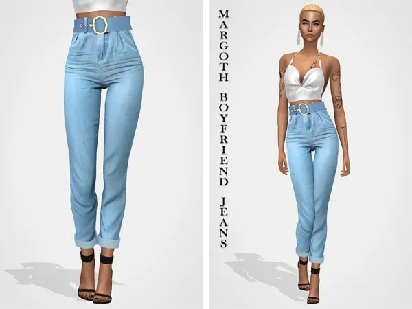 Alpha Margoth Belted Jeans by grafity-cc - The Sims 4 Custom Content