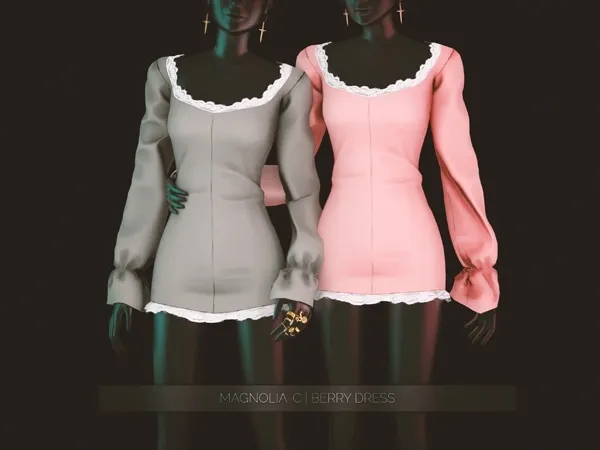 Alpha Magnolia C Berry Dress by magnolia-c - The Sims 4 Custom Content