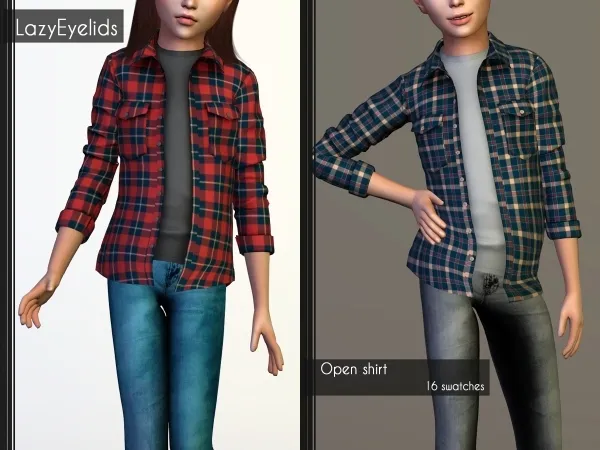 Alpha Open shirt by lazyeyelids - The Sims 4 Custom Content