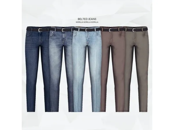 Alpha Belted Jeans - The Sims 4 Custom Content