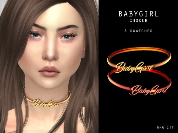 Alpha Babygirl Choker by grafity-cc - The Sims 4 Custom Content