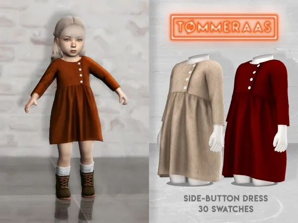 Alpha TØMMERAAS Side Button Dress (11) by tommeraas - The Sims 4 Custom Content