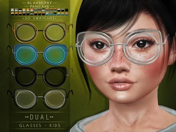 Alpha Blahberry Pancake Dual Glasses KIDS by blahberry-pancake - The Sims 4 Custom Content