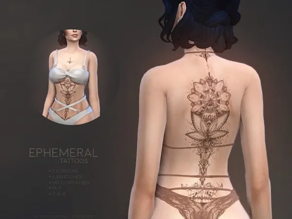 Mix Ephemeral tattoos by thesimsresource - The Sims 4 Custom Content