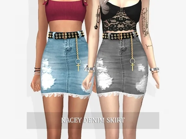 Alpha Kacey Denim Skirt by grafity-cc - The Sims 4 Custom Content