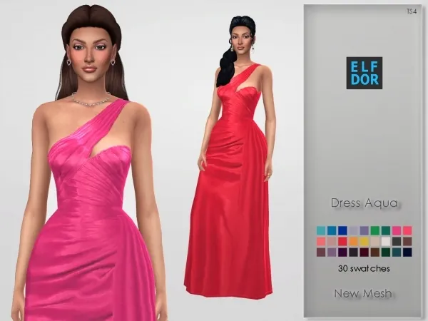 Maxis Match Dress Aqua by elfdor - The Sims 4 Custom Content