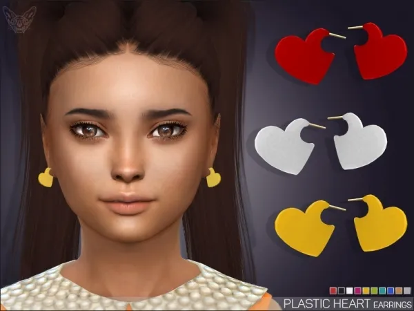 Alpha Plastic Heart Earrings For Kids by giuliettasims - The Sims 4 Custom Content