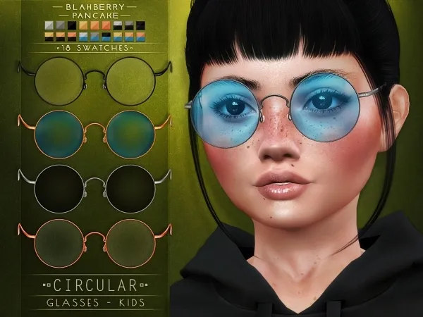Alpha Blahberry Pancake Circular Glasses KIDS by blahberry-pancake - The Sims 4 Custom Content