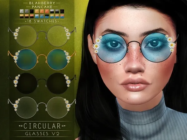 Alpha Blahberry Pancake Circular Glasses V2 by blahberry-pancake - The Sims 4 Custom Content