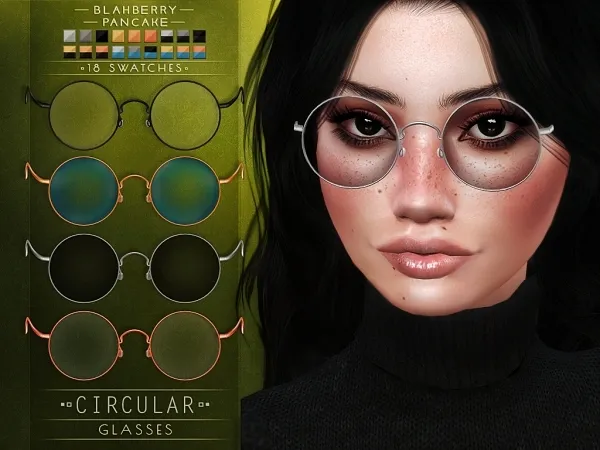 Alpha Blahberry Pancake Circular Glasses by blahberry-pancake - The Sims 4 Custom Content