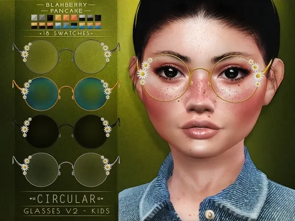 Alpha Blahberry Pancake Circular Glasses V2 KIDS by blahberry-pancake - The Sims 4 Custom Content