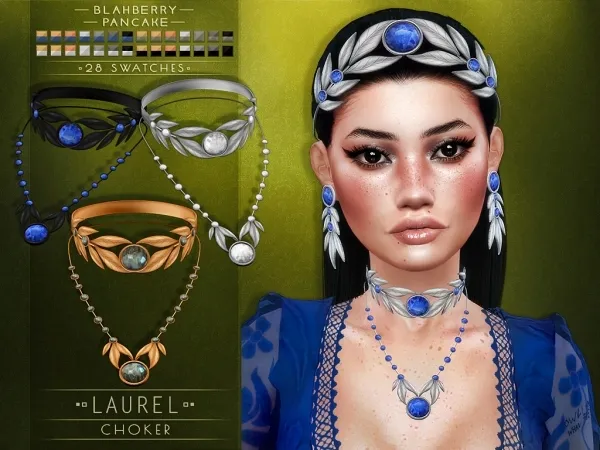 Alpha Blahberry Pancake Laurel Choker - The Sims 4 Custom Content