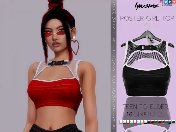 Alpha lynxsimz poster girl top by lynxsimz - The Sims 4 Custom Content
