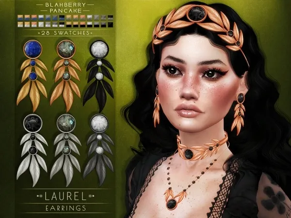 Alpha Blahberry Pancake Laurel Earrings by blahberry-pancake - The Sims 4 Custom Content