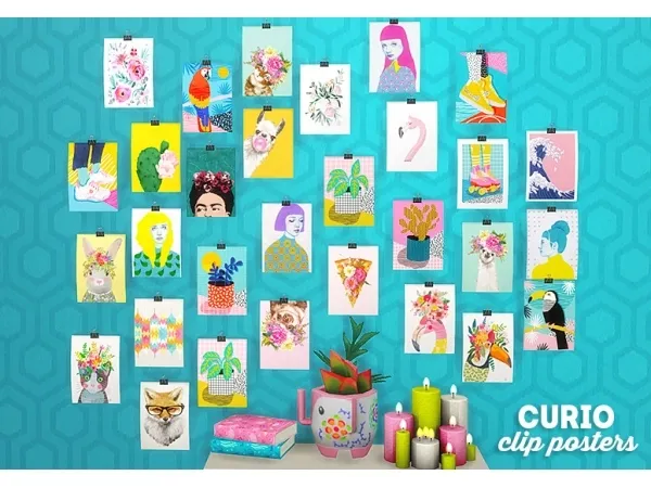 Maxis Match curio clip poster recolors by simsfinds - The Sims 4 Custom Content