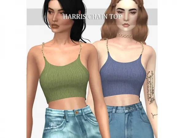 Alpha Harris Chain Top by grafity-cc - The Sims 4 Custom Content
