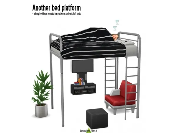 Around the Sims 4 | New double bed platform - all beddings remade for bunk/loft beds or platforms