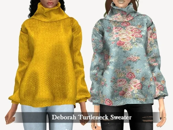 Alpha Deborah Turtleneck Sweater by grafity-cc - The Sims 4 Custom Content