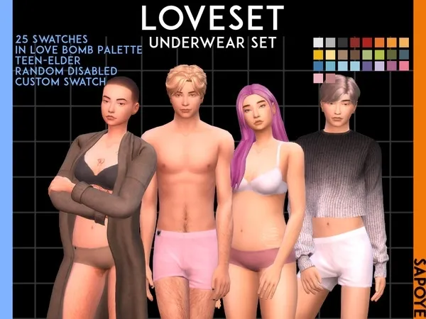 Maxis Match [SAPOYE] Loveset Underwear Set - The Sims 4 Custom Content