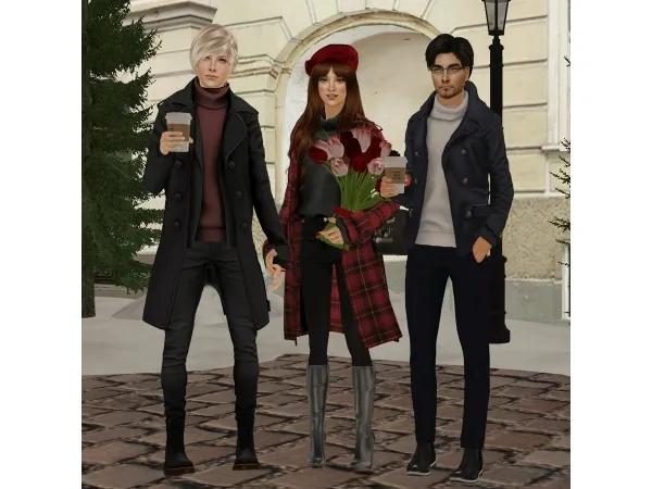 Double Breasted Long Coat Navy Pea Coat by aklira - The Sims 2 Custom Content