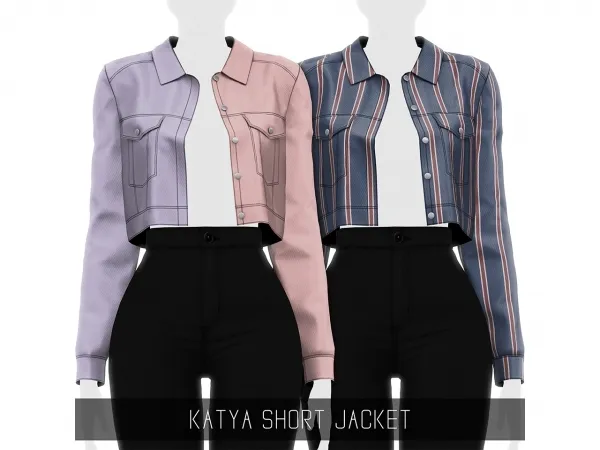 Alpha KATYA SHORT JACKET by simsfinds - The Sims 4 Custom Content