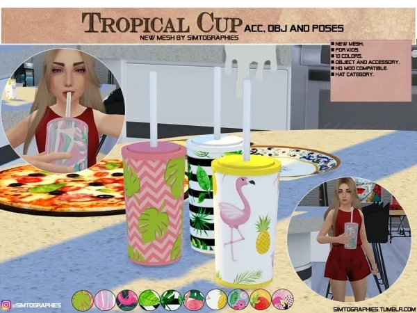 Maxis Match Tropical Cup (Acc obj Poses) by simtographies - The Sims 4 Custom Content