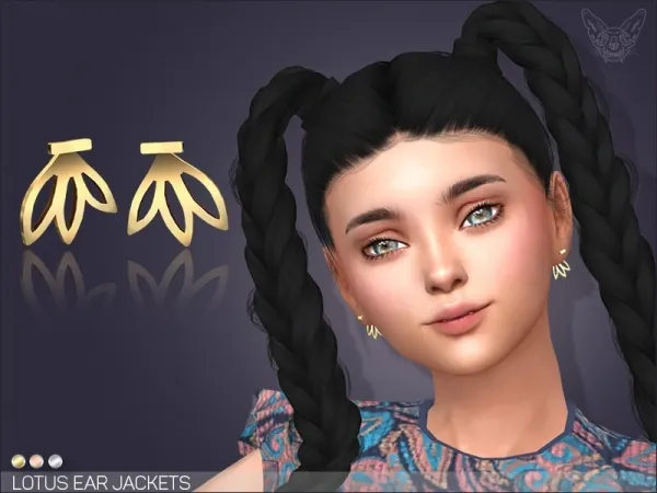 Alpha Lotus Ear Jackets For Kids by giuliettasims - The Sims 4 Custom Content