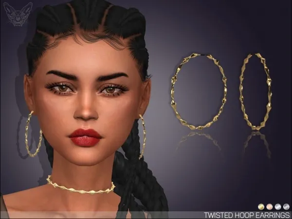Alpha Twisted Hoop Earrings by giuliettasims - The Sims 4 Custom Content