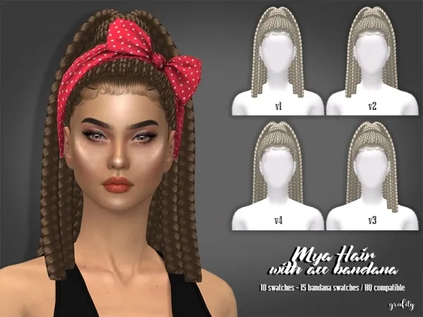 Mix Mya Hair with acc bandana by grafity-cc - The Sims 4 Custom Content