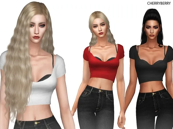Maxis Match Loose Crop Top by thesimsresource - The Sims 4 Custom Content
